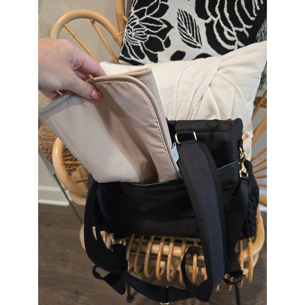 HAPP Levy Backpack Black Quilted Nylon Diaper Bag with Changing Pad - Picture 8 of 8